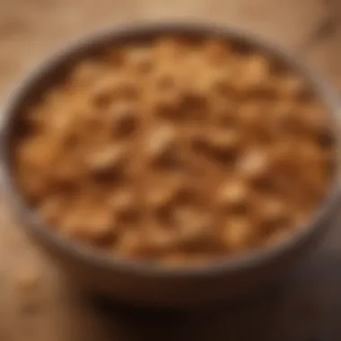 Close-up view of dried gooseberry powder in a bowl