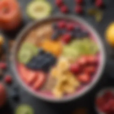 Nourishing Smoothie Bowl Creation A colorful smoothie bowl topped with various fruits, showcasing a healthy breakfast option