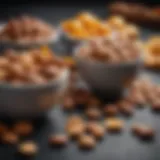 A vibrant assortment of high fiber snacks including nuts and fruits