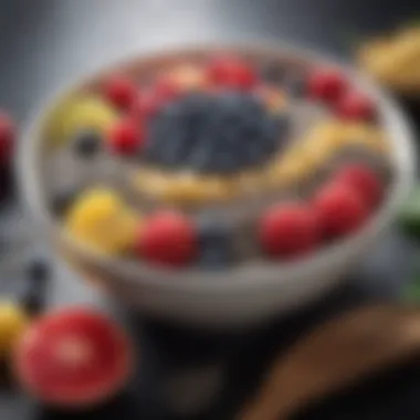 Nutrient-Dense Chia Seeds with Fruits A close-up of a bowl filled with chia seeds and fruits