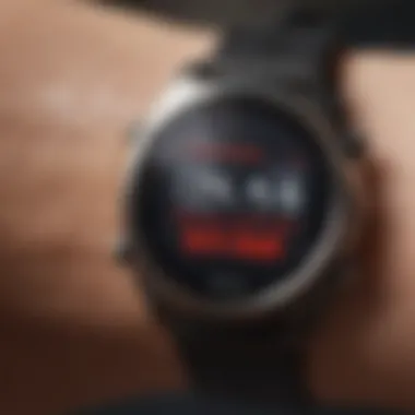 Elevated Heart Rate During High-Intensity Exercise Close-up of heart rate monitor displaying elevated heart rate during exercise