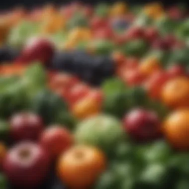 Fresh Produce for Healthy Snacking Fresh fruits and vegetables arranged artfully