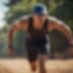 Runner wearing a low profile running hat during a race