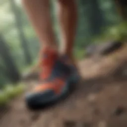 Close-up of minimalist trail runner shoe design