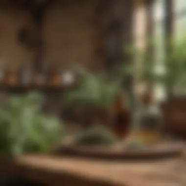 Natural Herbal Solutions Herbal remedies displayed in a rustic setting