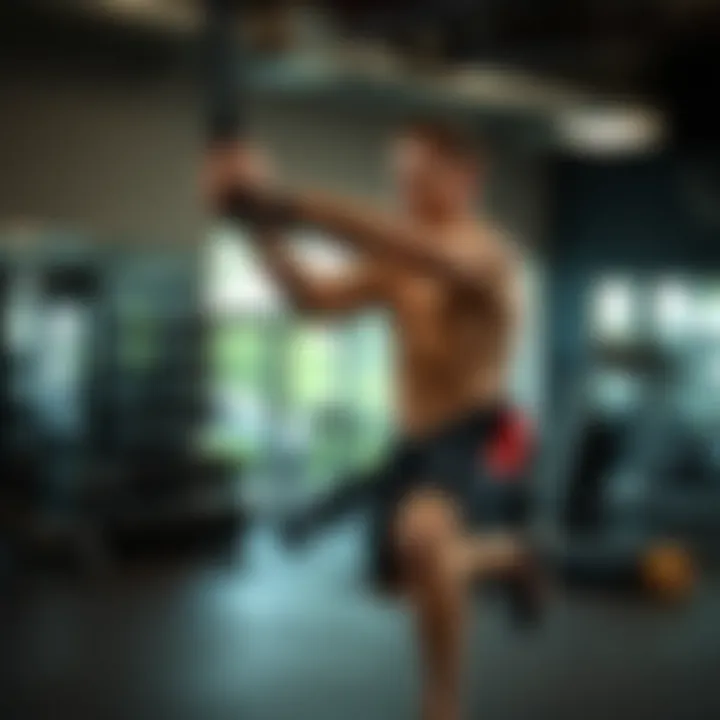 Dynamic resistance band workout in a gym setting