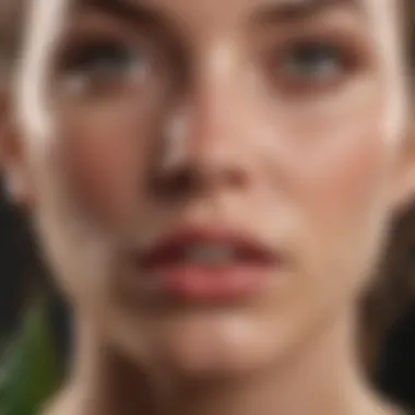 Close-up of skin benefits from aloe juice application