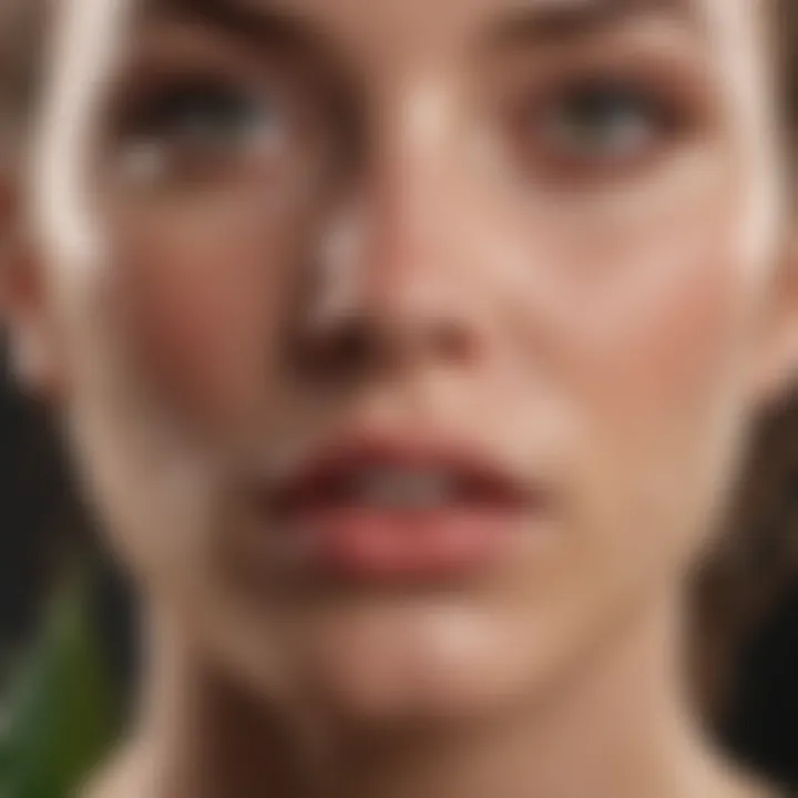 Close-up of skin benefits from aloe juice application