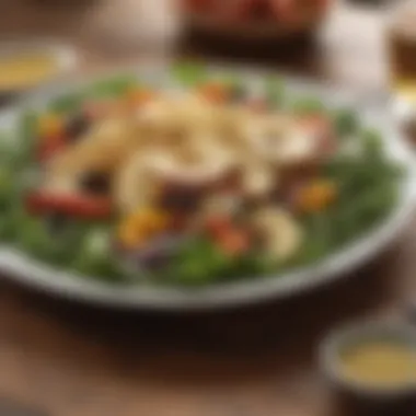 A vibrant salad drizzled with apple cider vinegar dressing, showcasing colorful vegetables.