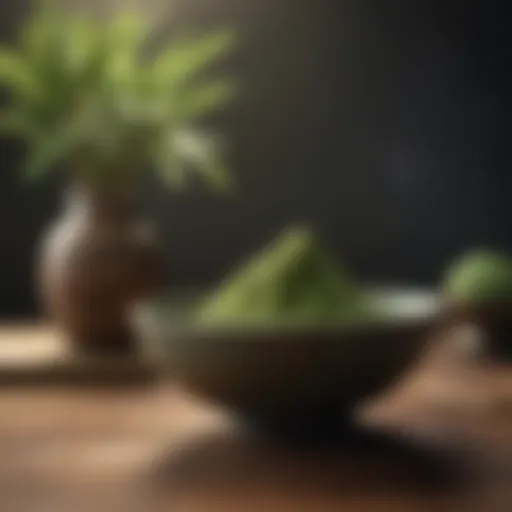 Vibrant green matcha powder in a traditional bowl