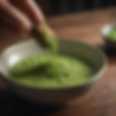 Crafting the Perfect Cup of Matcha Close-up of matcha tea being whisked