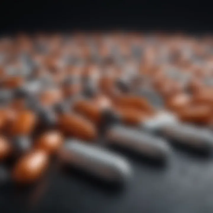 Close-up of multivitamin tablets and capsules
