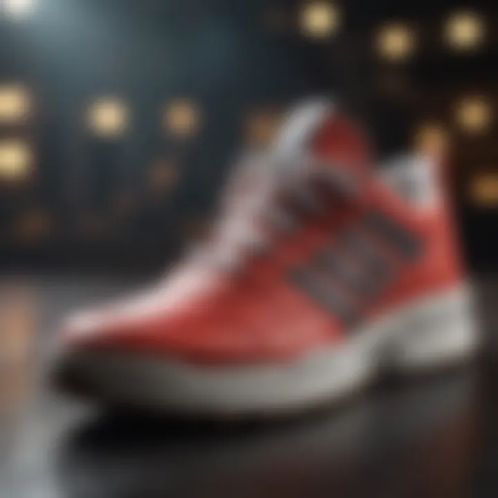 A diverse range of high impact sneakers displayed in an athletic setting