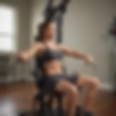 Bowflex Lat Pulldown Attachment in Action Illustration of Bowflex lat pulldown attachment in action during a workout session.