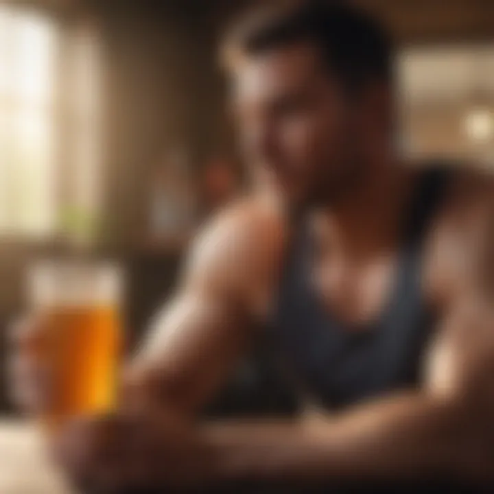 A fitness enthusiast enjoying a pre workout drink before exercise