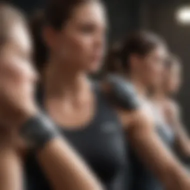 A close-up of various types of wearable fitness devices