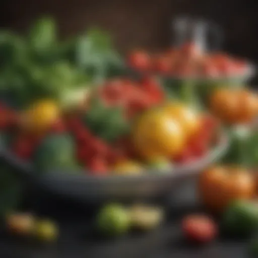 Fresh vegetables and fruits representing a low calorie diet