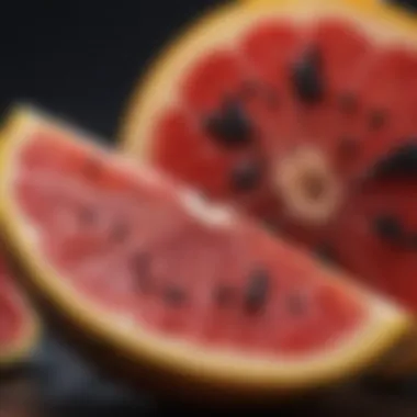 Sliced Fruit Close-Up Close-up of a sliced fruit revealing its juicy interior and seeds