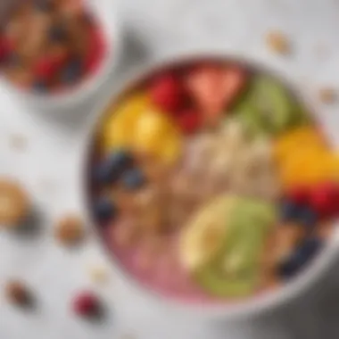 Nutrient-Packed Smoothie Bowl A healthy smoothie bowl topped with various fruits and nuts, promoting wellness