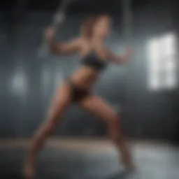 Dynamic weighted pole exercise showcasing core engagement
