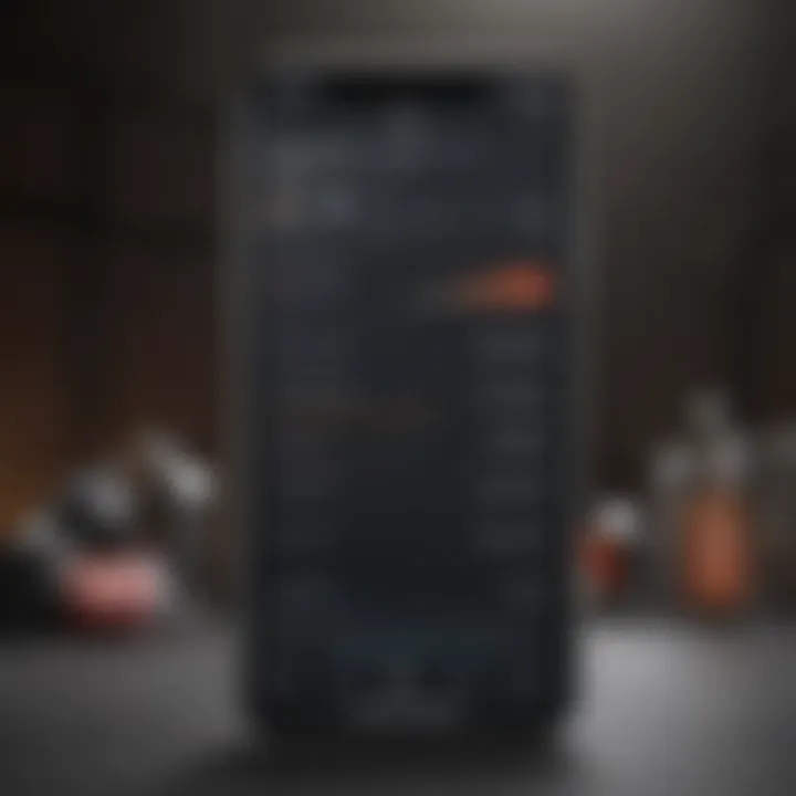 User interface of a fitness application displaying workout statistics