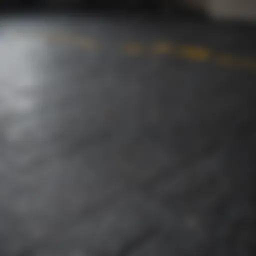 Close-up of textured rubber floor mat designed for basement use