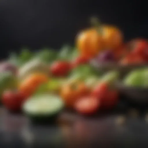 A vibrant assortment of fresh vegetables known for their blood pressure-lowering properties.