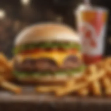 Greasy Fast Foods Impacting Liver Function Illustration of greasy fast food items affecting liver function