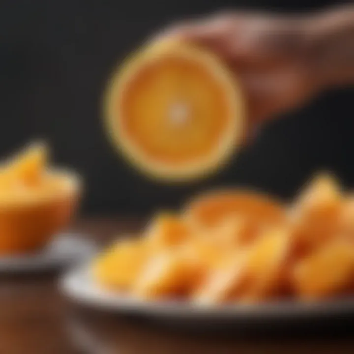 Sliced citrus fruits on a plate