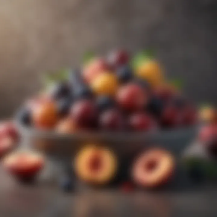 A bowl filled with assorted stone fruits