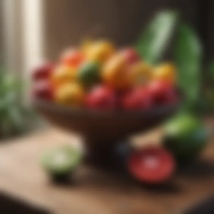 Colorful tropical fruits on a wooden table