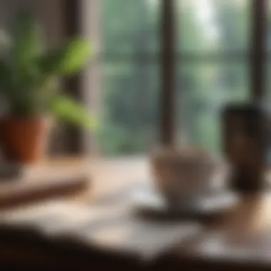 Mindful Morning Rituals with Coffee A serene morning scene with a journal and coffee