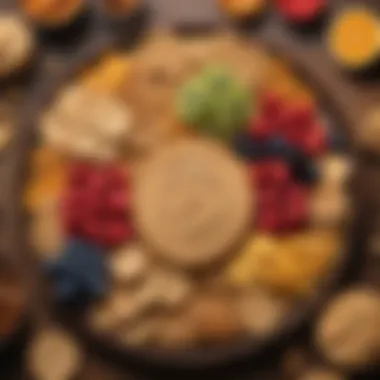 Vibrant Snack Platter with Peanut Butter Crackers A vibrant snack platter featuring healthy peanut butter crackers with fruits