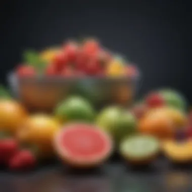 Colorful assortment of fresh fruits rich in vitamins