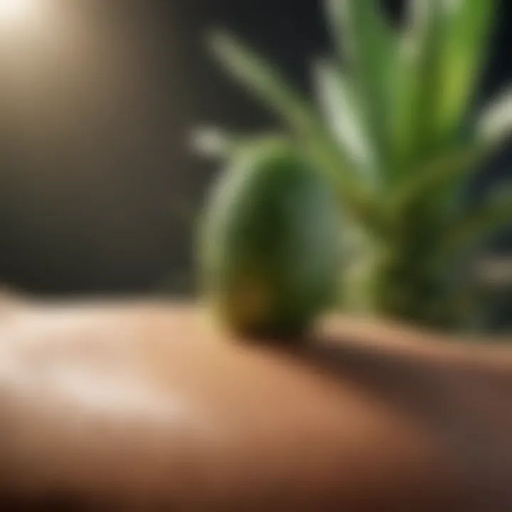Applying aloe vera to a bug bite