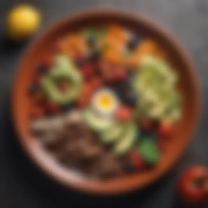Colorful plate of nutrient-dense foods highlighting balanced nutrition.