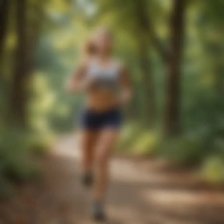 An individual engaged in an outdoor workout, showcasing an upbeat exercise routine amidst nature.