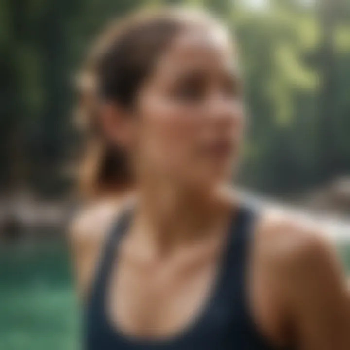 A fitness enthusiast enjoying a water break during exercise.
