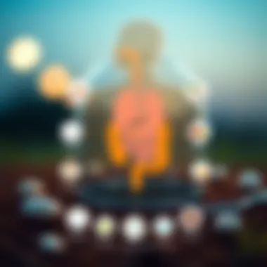 Illustration of gut health benefits with icons