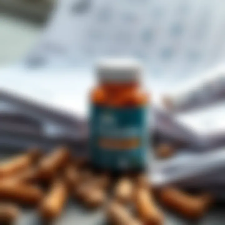 Scientific research papers arranged around a probiotic supplement