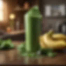 A vibrant green Isagenix shake filled with fresh spinach and banana