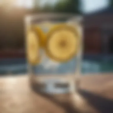 Refreshing Lemon Water Refreshing glass of lemon water on a sunny day