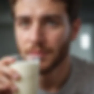 A scene of an individual enjoying a glass of kefir, promoting a healthy lifestyle