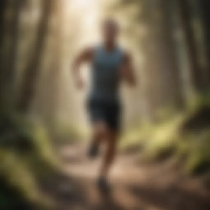 Runner demonstrating a vigorous pace on a scenic trail