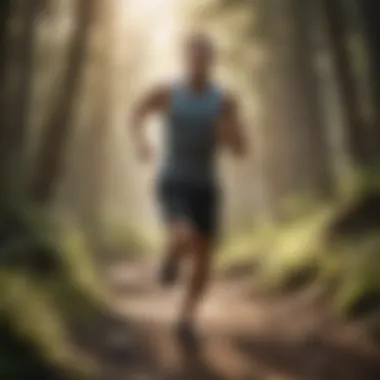 Vigorous Trail Running Runner demonstrating a vigorous pace on a scenic trail