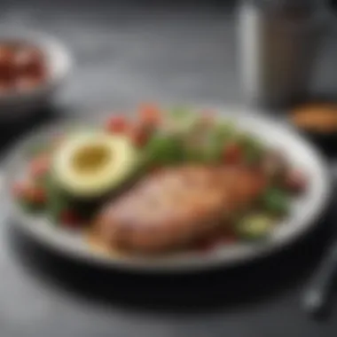 Illustration of a Balanced Keto Meal for Athletes Illustration of a well-balanced ketogenic plate