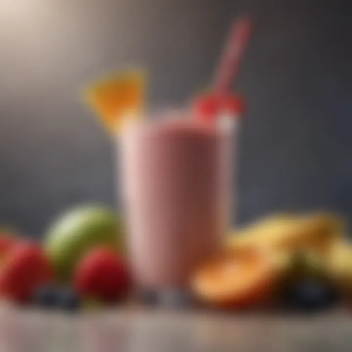 A close-up of a refreshing low calorie fruit smoothie in a glass