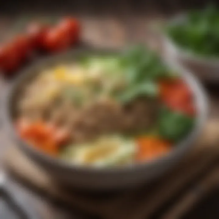 Bowl of quinoa with vegetables and herbs