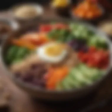 Nutrient-Dense Vegetable and Grain Bowl A vibrant bowl filled with colorful vegetables and grains.
