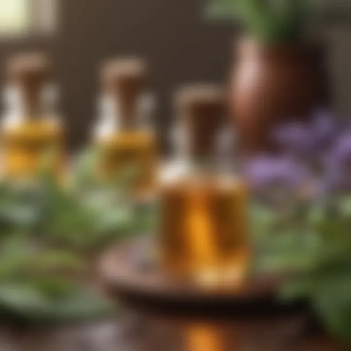 An illustration of a tranquil environment with essential oils and aromatherapy elements, promoting holistic wellness.